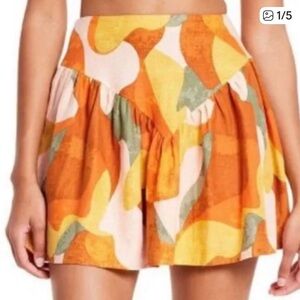 Orange and Green Abstract A-Line Skirt